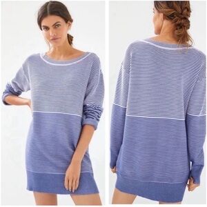 Anthropologie Daily Practice Striped Blue Sweater Dress, Size Small